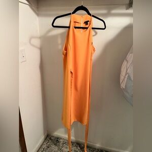 Elegant Orange Sleeveless Dress